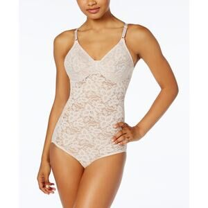 Maidenform Lace 'N Smooth Body Briefer Lingerie M3008 Rose Pink NWOT Size 34D